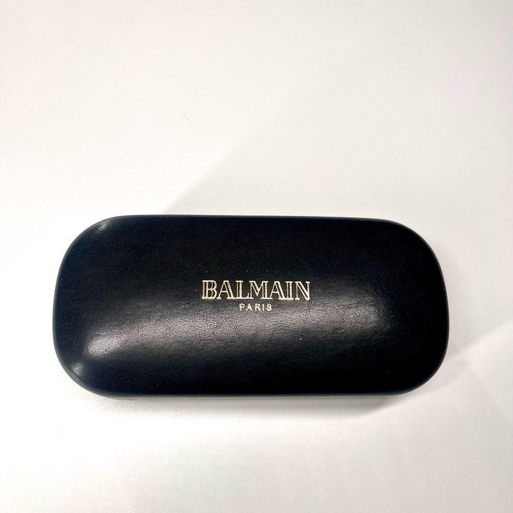 Balmain Black and Gold Sunglass Pouch with Hard Case